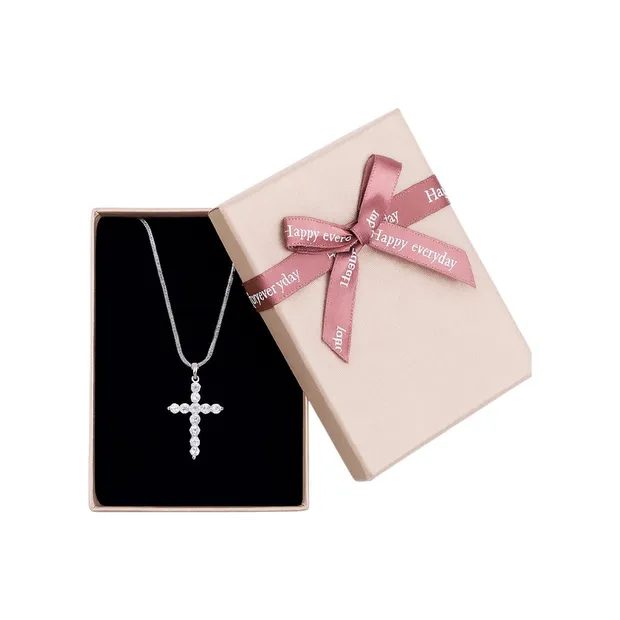 Срібний хрестик з фіанітами та подарункове пакування