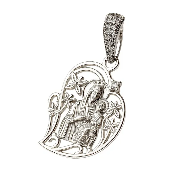 Silver pendant of the Mother of God with a child