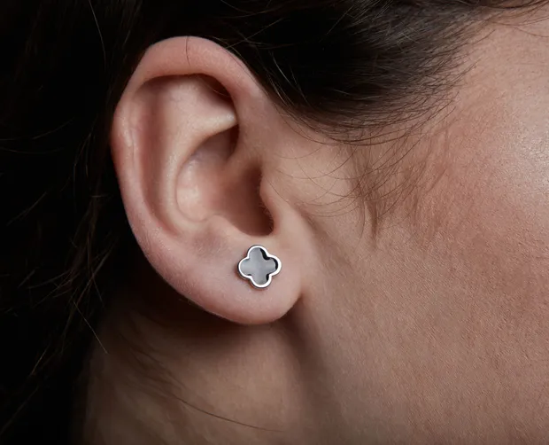 Silver Earrings Pusets Clovers