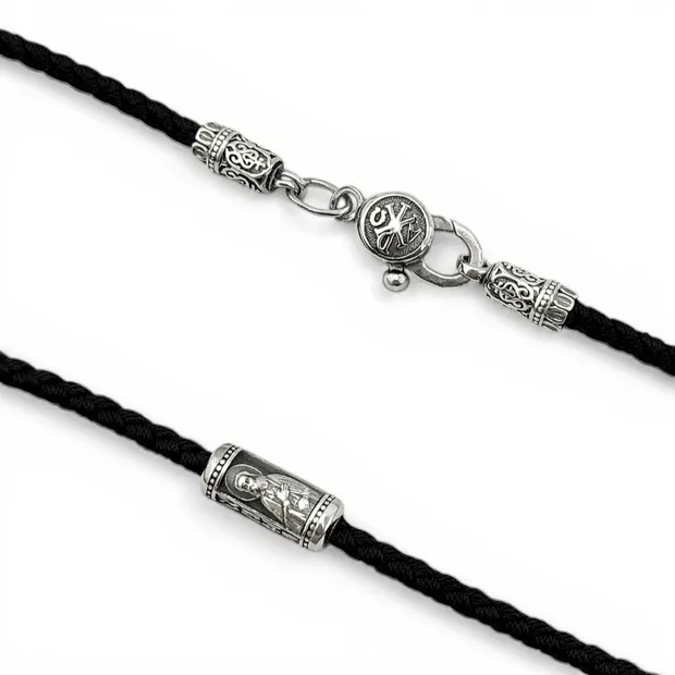 Шелковый шнурок с серебряными вставками Серафим