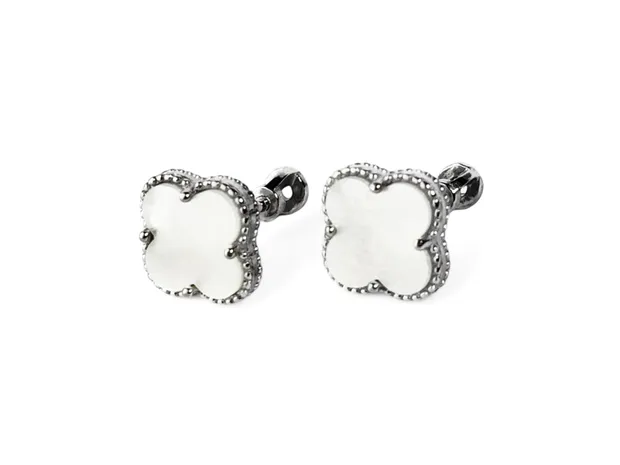 Silver stud earrings Clover