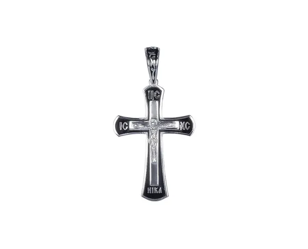 Срібний хрестик Чорна Емаль великий Ніка 109Ч