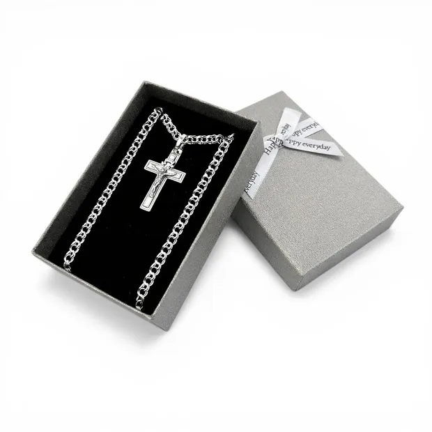 Срібний чоловічий набір Віра та коробка під набір "Happy everyday"