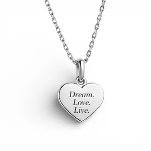 Срібне кольє Сердечко для гравіювання  зображення 2