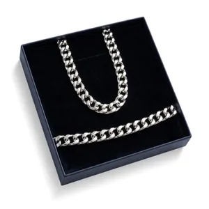 Срібний чоловічий набір Панцирний та синя коробка під набір  