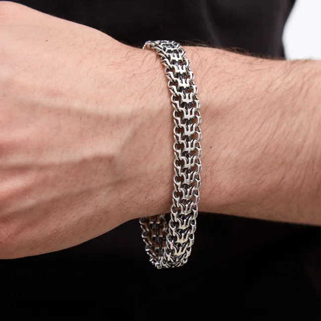 Срібний браслет Тризуб з коробкою  зображення 3