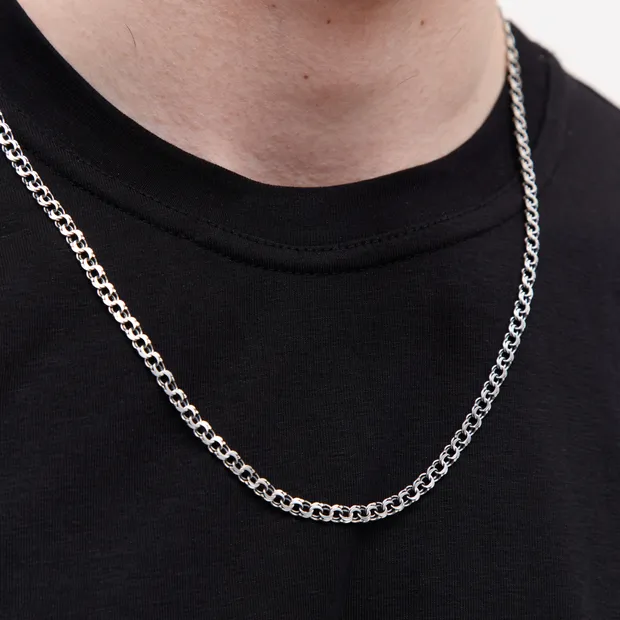Серебряная цепочка Плоский Бисмарк 