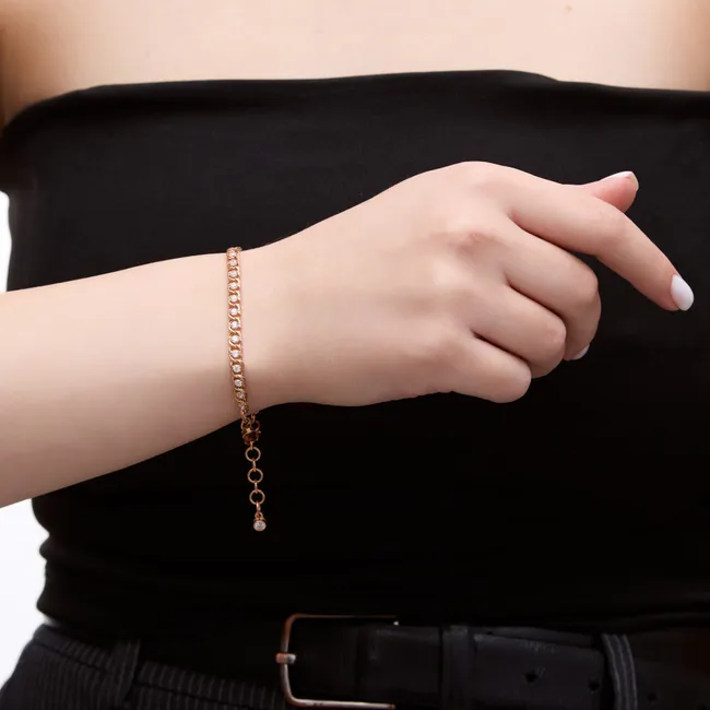 Срібний браслет Арабський Бісмарк в позолоті з фіанітами  зображення 3