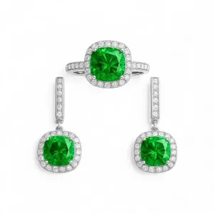 Срібний набір Смарагд Зелений 