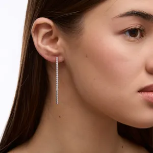 Срібні Сережки Доріжки З Фіанітами   зображення 3