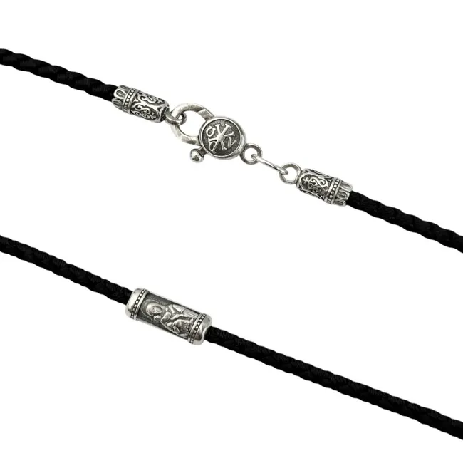 Шовковий шнурок з срібними вставками Божа Мати  зображення 2