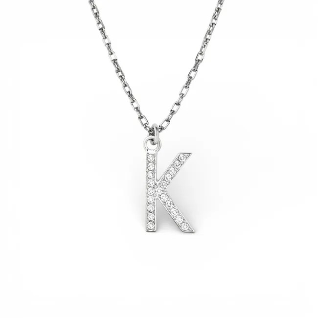 Срібне кольє буква К 