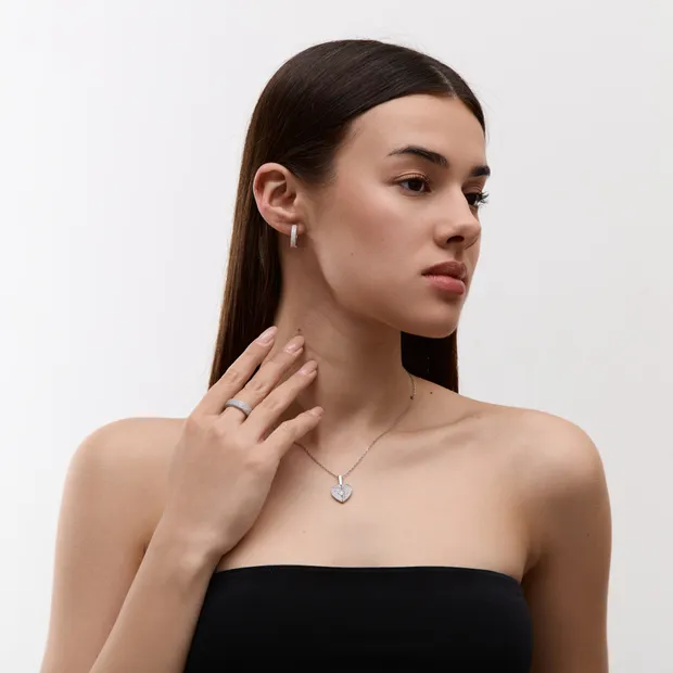 Подарунок для коханої срібний набір Крила з цирконієм