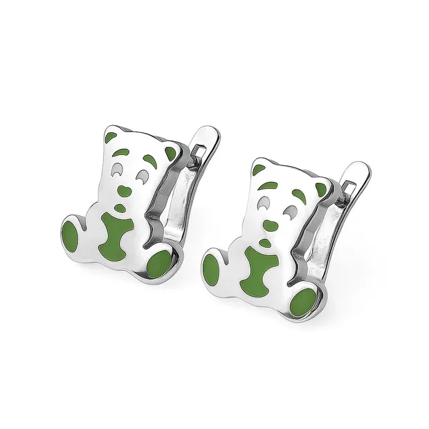 Silver earrings for children in English clasp Bears