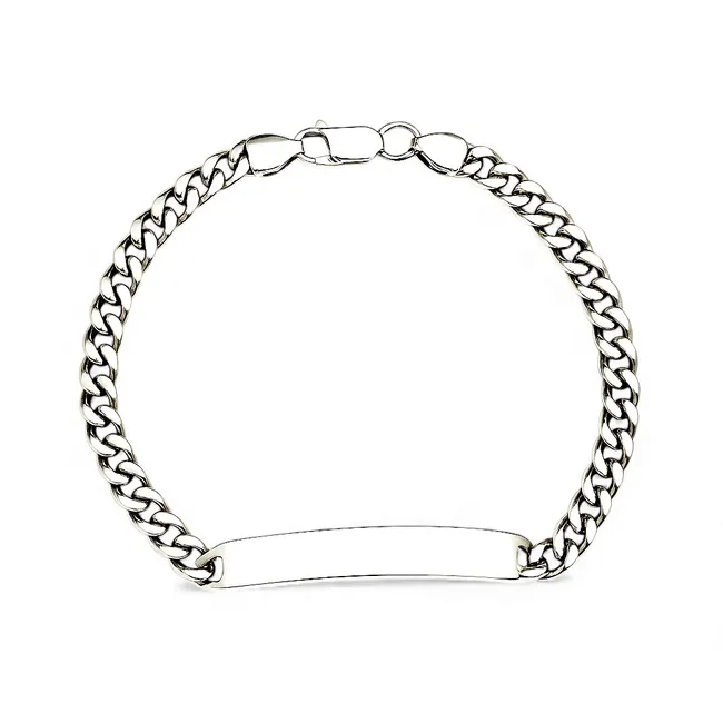 Срібний браслет панцирний з пластиною 