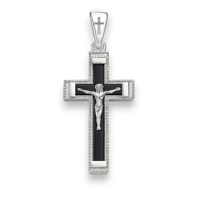 Срібний хрестик з каучуком Великий  