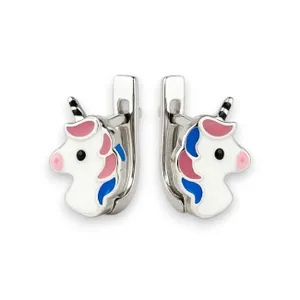 Срібні сережки Єдиноріг   