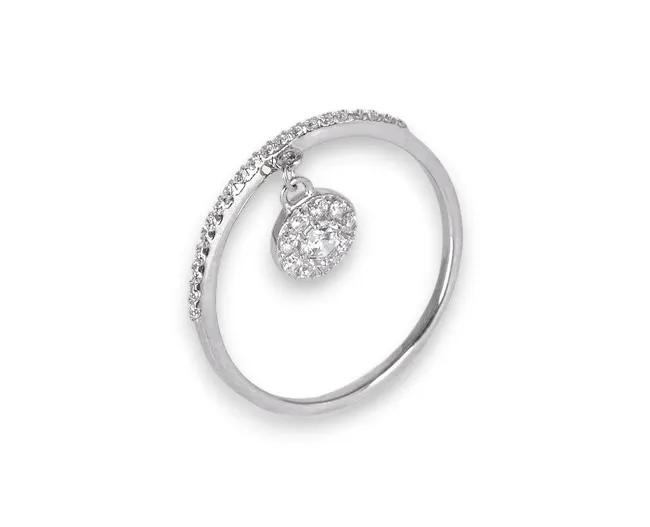 Срібна каблучка з підвіскою Сердечко Кришталь   зображення 5