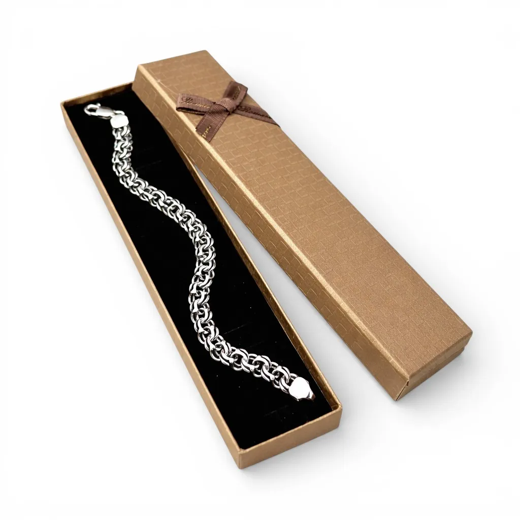 Срібний браслет Класичний Бісмарк та коробка під браслет Romance