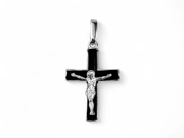 Silver cross Crucifixion with rubber