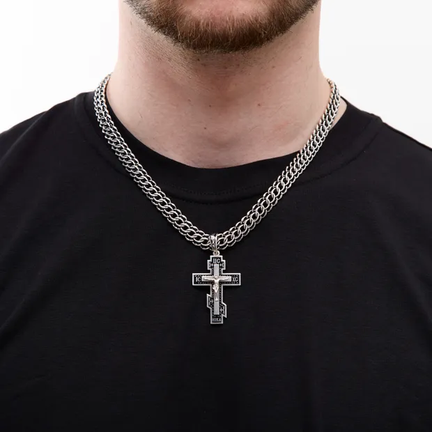 Срібний чоловічий набір Чорна емаль та Коробка під набір квадратна