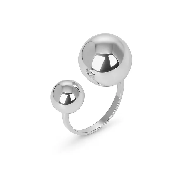 Silver Ring Two Balls