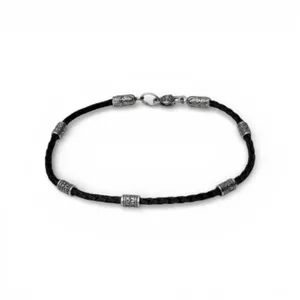 Серебряный браслет шелковый со вставками Мощь 