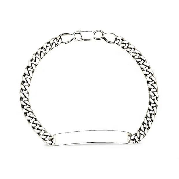 Срібний браслет панцирний з пластиною