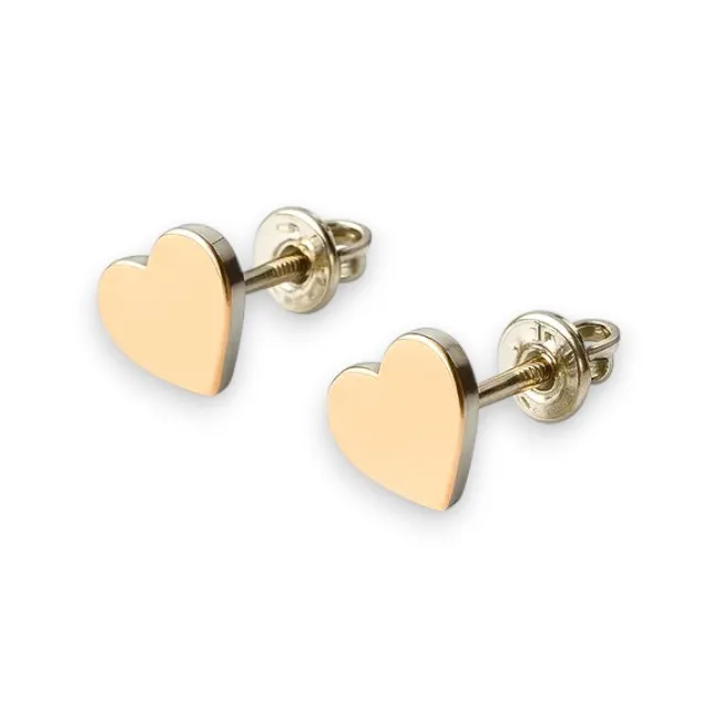 Срібні сережки Сердечка із золотою напайкою  