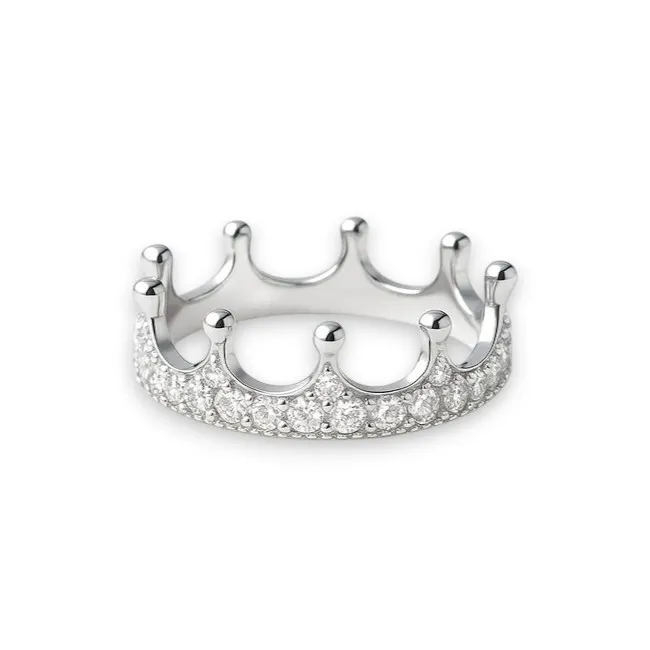 Срібна каблучка Корона з цирконієм 