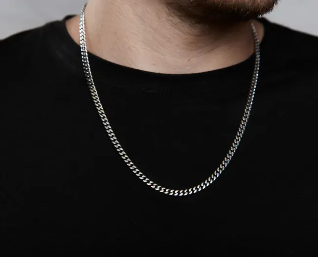 Срібний чоловічий ланцюжок Панцирний та листівка для коханого   зображення 2