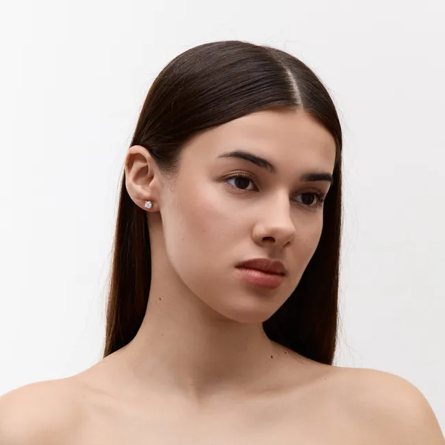 Серебряные серьги пусеты с фианитами 5мм  зображення 2