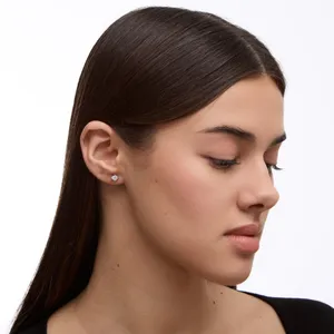 Серебряные серьги пусеты Квадратные Фианиты без основания   зображення 7