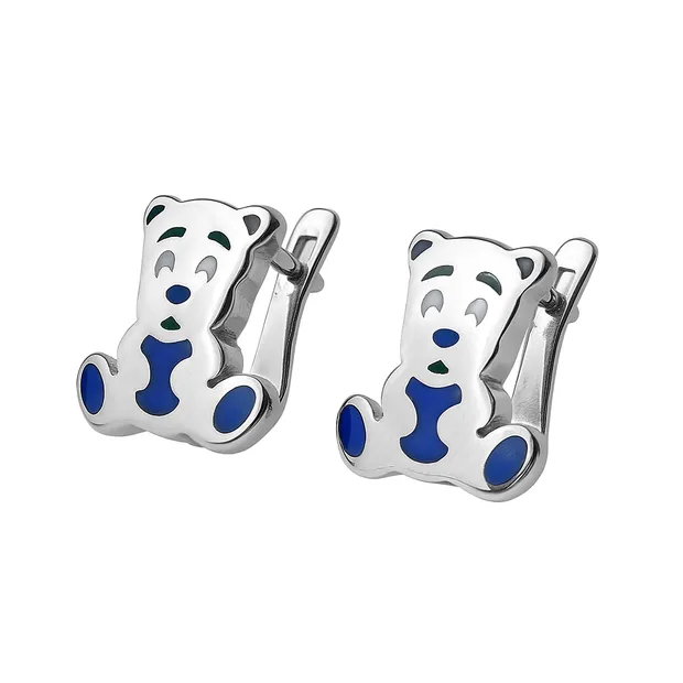 Silver earrings for children in English clasp Bears