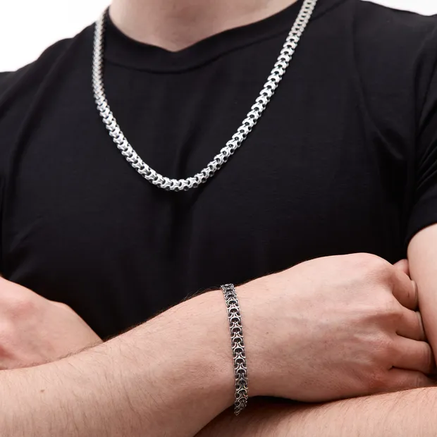 Срібний чоловічий набір Рамзес та Коробка під набір "Балабінка"