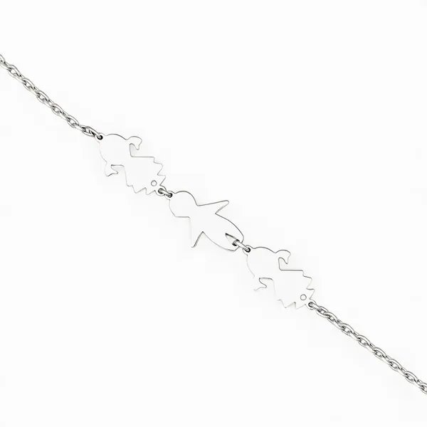 Срібний браслет для гравіювання з підвіскою Дві донечки та синочок