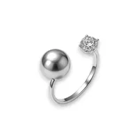 Срібна каблучка кулька та цирконій 
