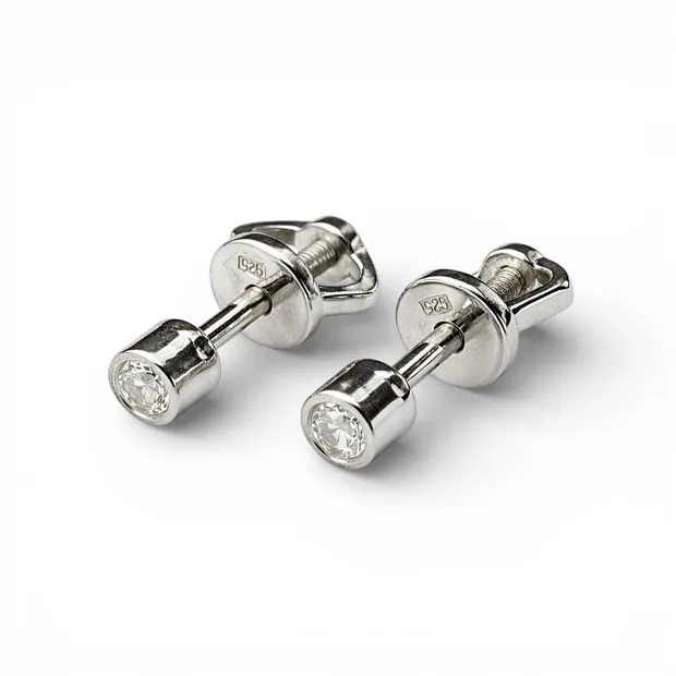 Срібні сережки пусети Фіаніт 