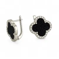 Срібні сережки Конюшинка з авантюрином