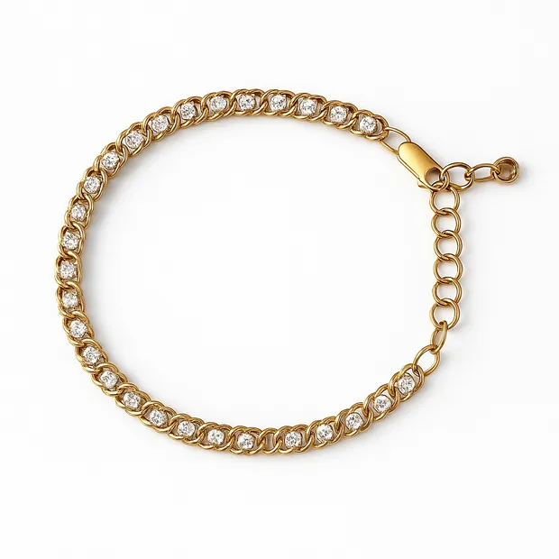 Срібний браслет Арабський Бісмарк в позолоті з фіанітами