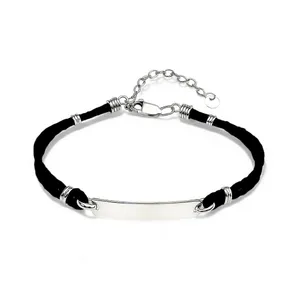 Срібний браслет зі вставками для гравіювання 