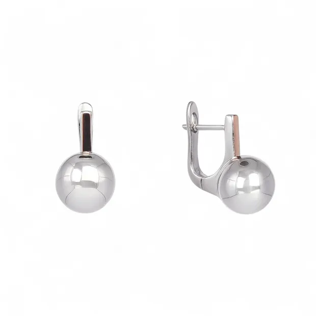 Silver Earrings English Clasp Balls