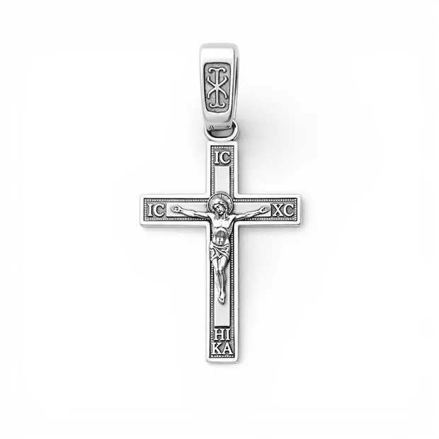 Срібний хрестик з розп'яттям Віра 