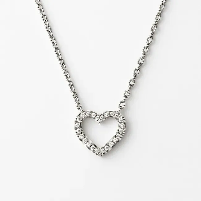 Срібне кольє Сердечко з чорною емаллю   зображення 5