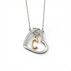 Срібне кольє Буква в сердечку 