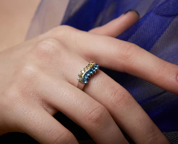 Серебряное кольцо Флаг Украины 