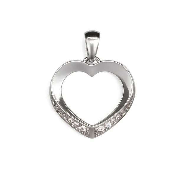 Silver Pendant Heart With Fianites