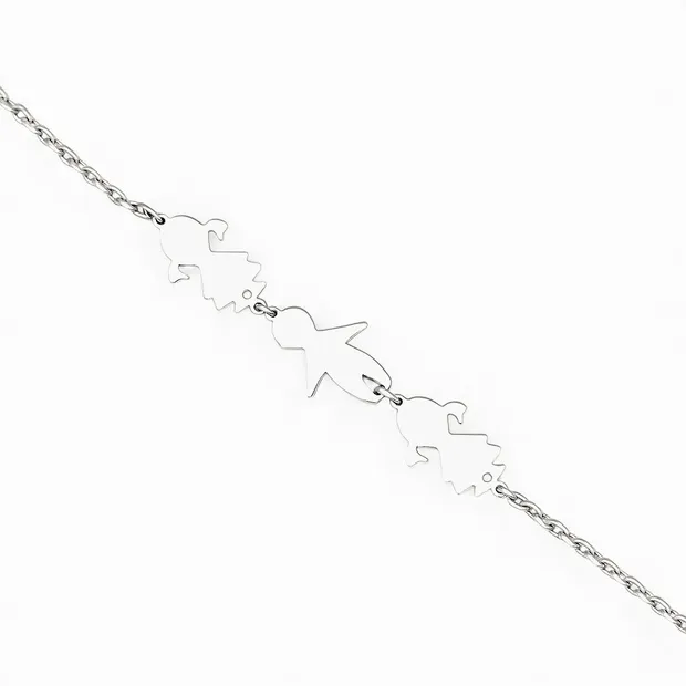 Срібний браслет для гравіювання з підвіскою Дві донечки та синочок