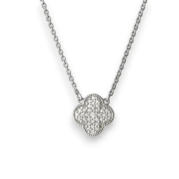 Срібне кольє Конюшина зі вставкою фіаніт 