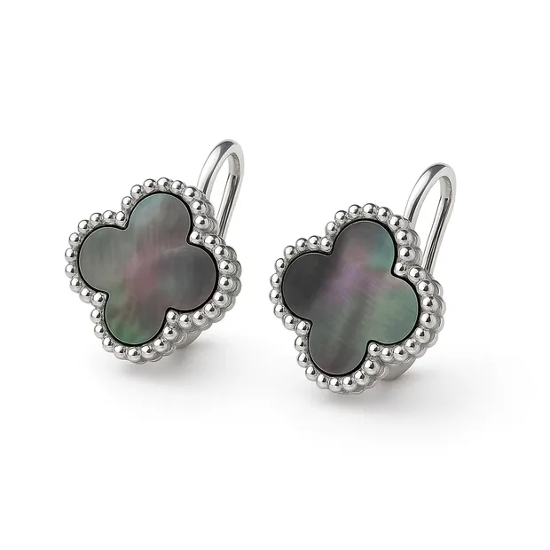 Срібні сережки Конюшина з перламутром